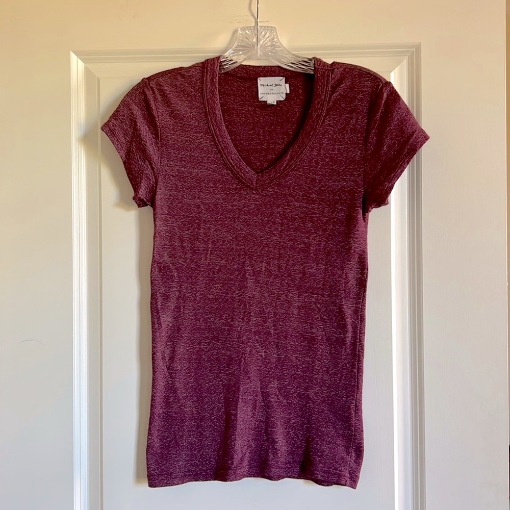 Michael Stars for Anthropologie vee neck tee shirt OS one size (Really!) lk new